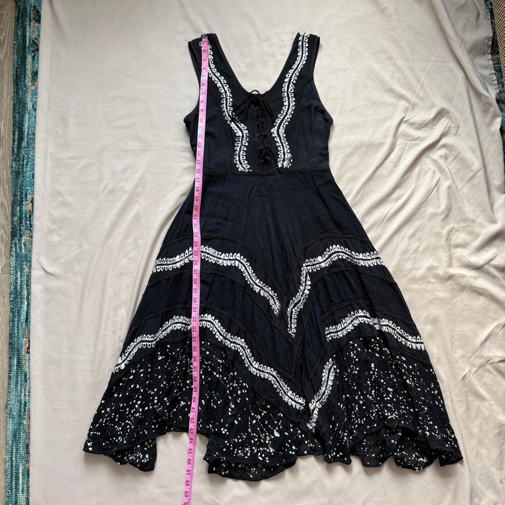 Advance Apparels Black Embroidered Boho Midi Dress Free Size - Picture 4 of 10